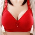 thumbnail image 1 of Women's Fixed Cup Front Open Button Underwear Thin Style Gathering Breathable Bra Underwear, 1 of 4