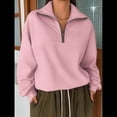 thumbnail image 4 of Sudaderas de Gran Tamaño para Mujer, Suéteres de Otoño, Sudaderas con Capucha de Moda, Suéter con Media Cremallera, Ropa de Larga. Rosa M, 4 of 5