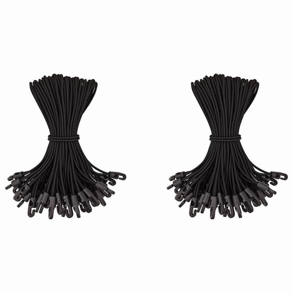 100Pcs Bungee Cord with Hooks,Expander with Hooks Rubber Tensioner with Hooks for Pool Cover,100 x Bungee Cord with Hooks,Black