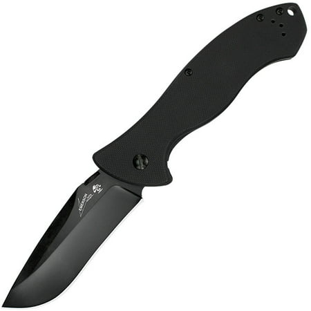 Kershaw CQC-9K (6045TBLK) Emerson Designed Manual Open Folding Pocket Knife Features Black-Oxide 3.6” Stainless Steel Blade, Thumb Disk, Frame Lock, Reversible Pocketclip, Wave-Shaped Feature; 6.4