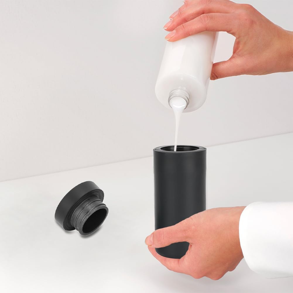 ABCISI Refillable Dish Washing Liquid Dispenser, Silicone Squeeze Dish Soap Bottle for Essential Oil Lotion Shampoo, Dishwashing Liquid Divided Container for Travel Kitchen Bathroom, (Black)