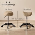 thumbnail image 3 of HOMCOM Rolling Salon Stool, Faux Leather Swivel Saddle Chair, Brown, 3 of 10