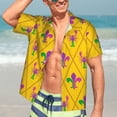 thumbnail image 5 of Lsque Mardi Gras Crayfish and Fleur de lis pattern Hawaiian Shirt for Men, Unisex Summer Beach Casual Short Sleeve Button Down Shirts-Small, 5 of 9
