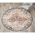 thumbnail image 6 of World Rug Gallery Distressed Vintage Bohemian Area Rug - Multicolored 8' Round, 6 of 8