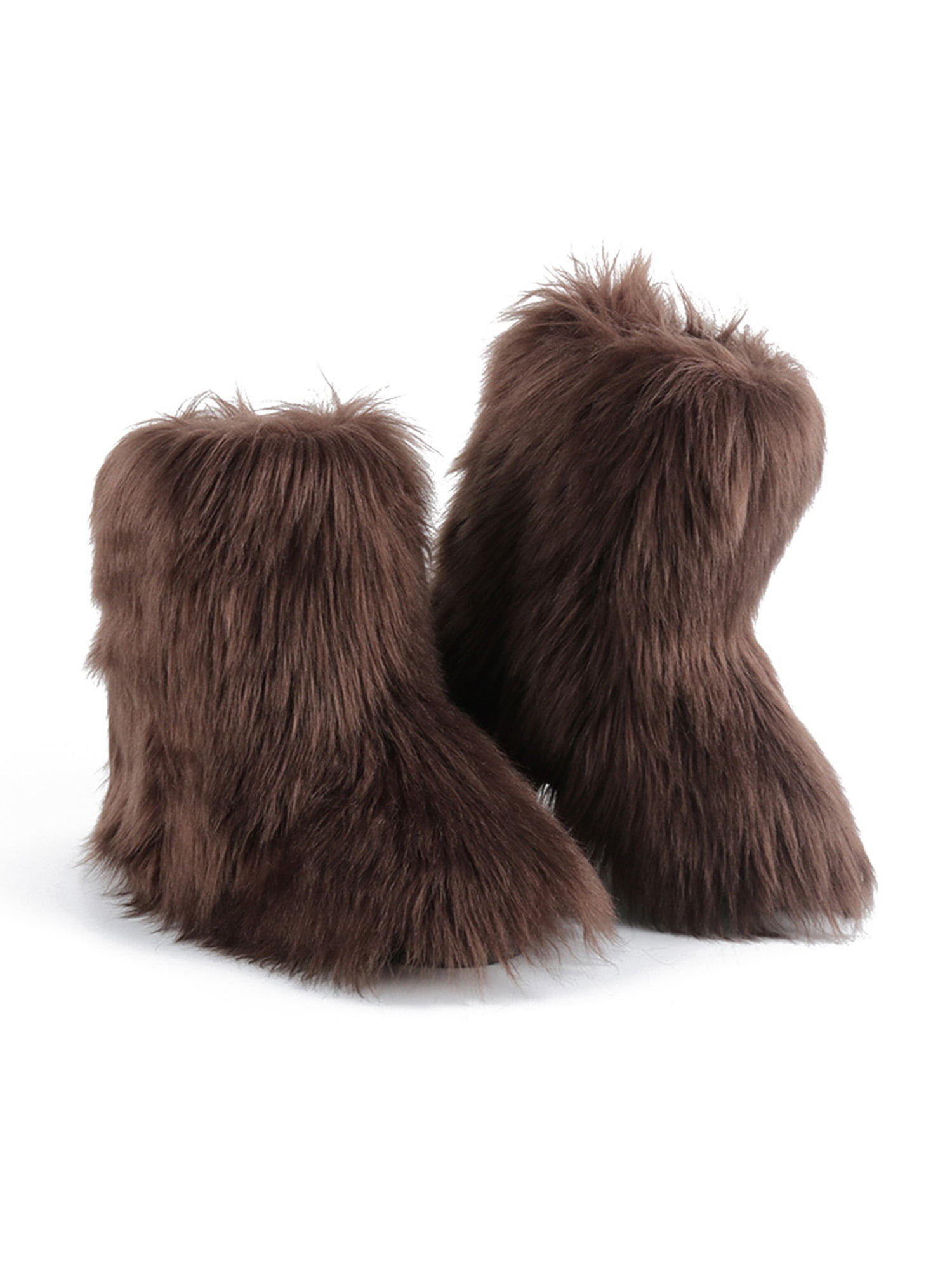 Women's Warm Winter Fur Lined Snow Pull On Oxford Buckle Mid Calf Boots Shoes 