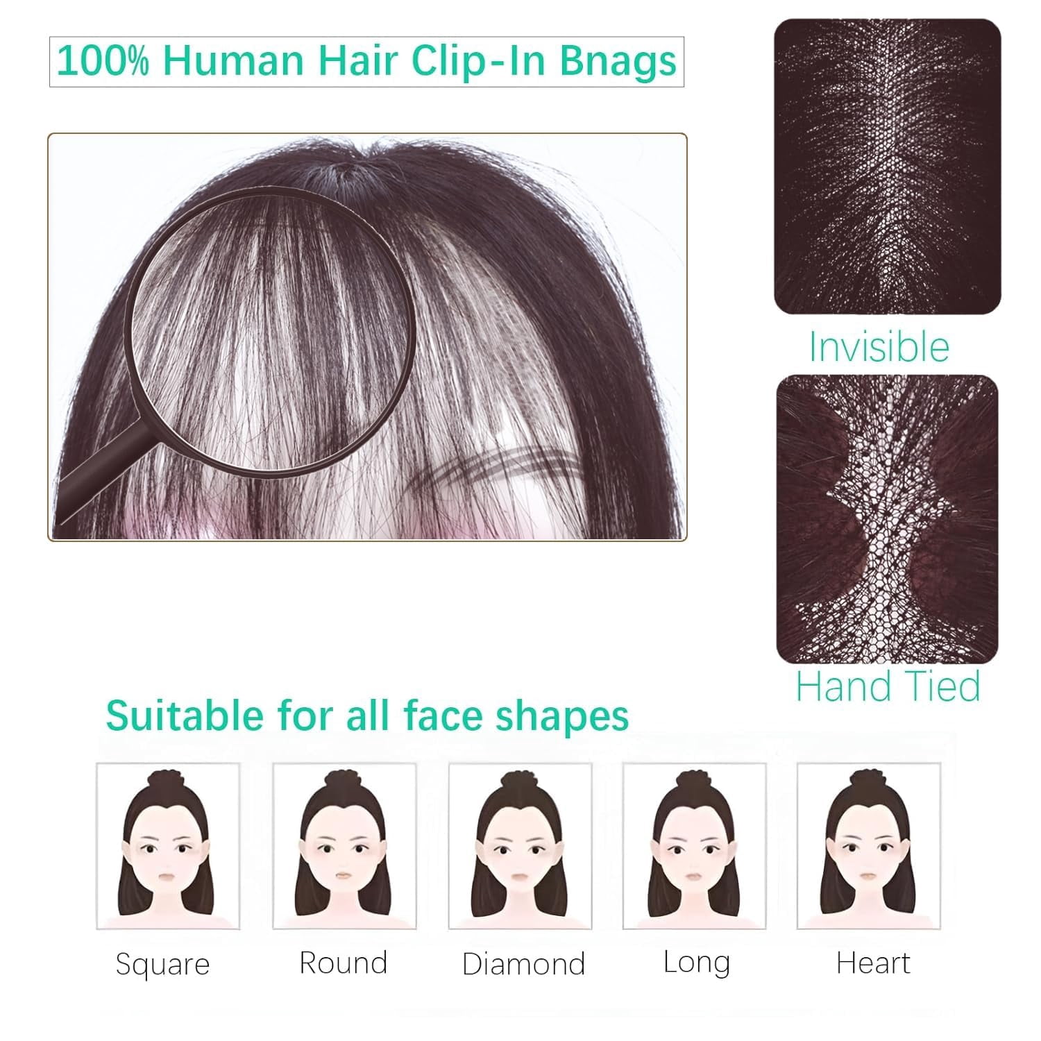 Bangs Hair Clip, Clip in Bangs Hair Toppers for Women 100% Real Human Hair, Clip on Bangs 360° 3D Cover Wispy Fake Clip in Hair Extensions for Women Daily (Dark Brown)