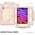 thumbnail image 2 of Dteck Kids Case for iPad mini 6 8.3 inch with Pencil Holder, Rotating Hand Strap Kickstand Shockproof Protective iPad mini 6th Gen Cover with Shoulder Strap, Rosegold+Beige, 2 of 7