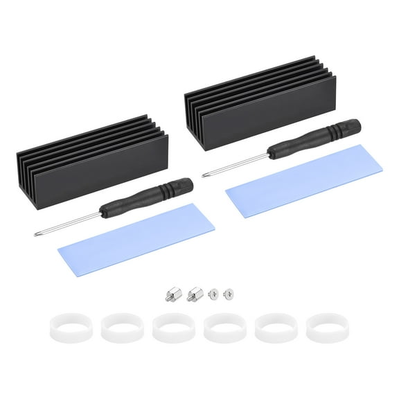 Uxcell 2 Pack M.2 SSD Heatsink Cooler Alloy Aluminum w Screwdriver Kit,1mm Thermal Pad, for Laptop,70*22*20mm, Black