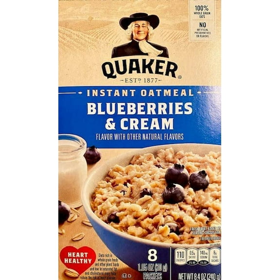 Quaker Instant Oatmeal, Blueberries & Cream, Pack of 2