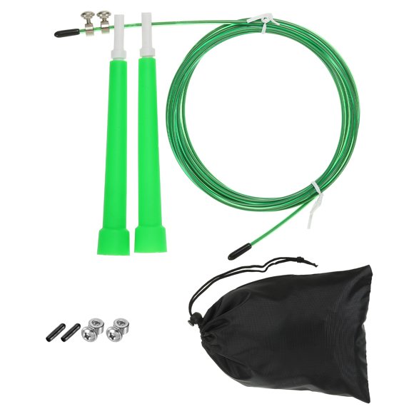 Unique Bargains Speed Jump Rope Adjustable Speed Skipping Rope with Storage Bag and Spare Parts Green