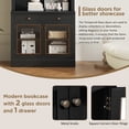 thumbnail image 6 of Harper & Bright Designs Tall Wood Bookshelf, Bookcases with 2 Glass Doors and Drawers, Storage Bookcase with LED Lighting and Open Shelves, Black, 6 of 15