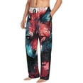 thumbnail image 6 of Sikiie Red Flame Wolf Head Mens Pajama Pants Sleep & Lounge Pants, PJ Bottoms With elastic waistb and Pockets Large, 6 of 6