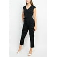 thumbnail image 2 of Nine West V-Neck Sleeveless Tie Waist Zipper Back Solid Crepe Jumpsuit with Pockets-BLACK / 4, 2 of 8