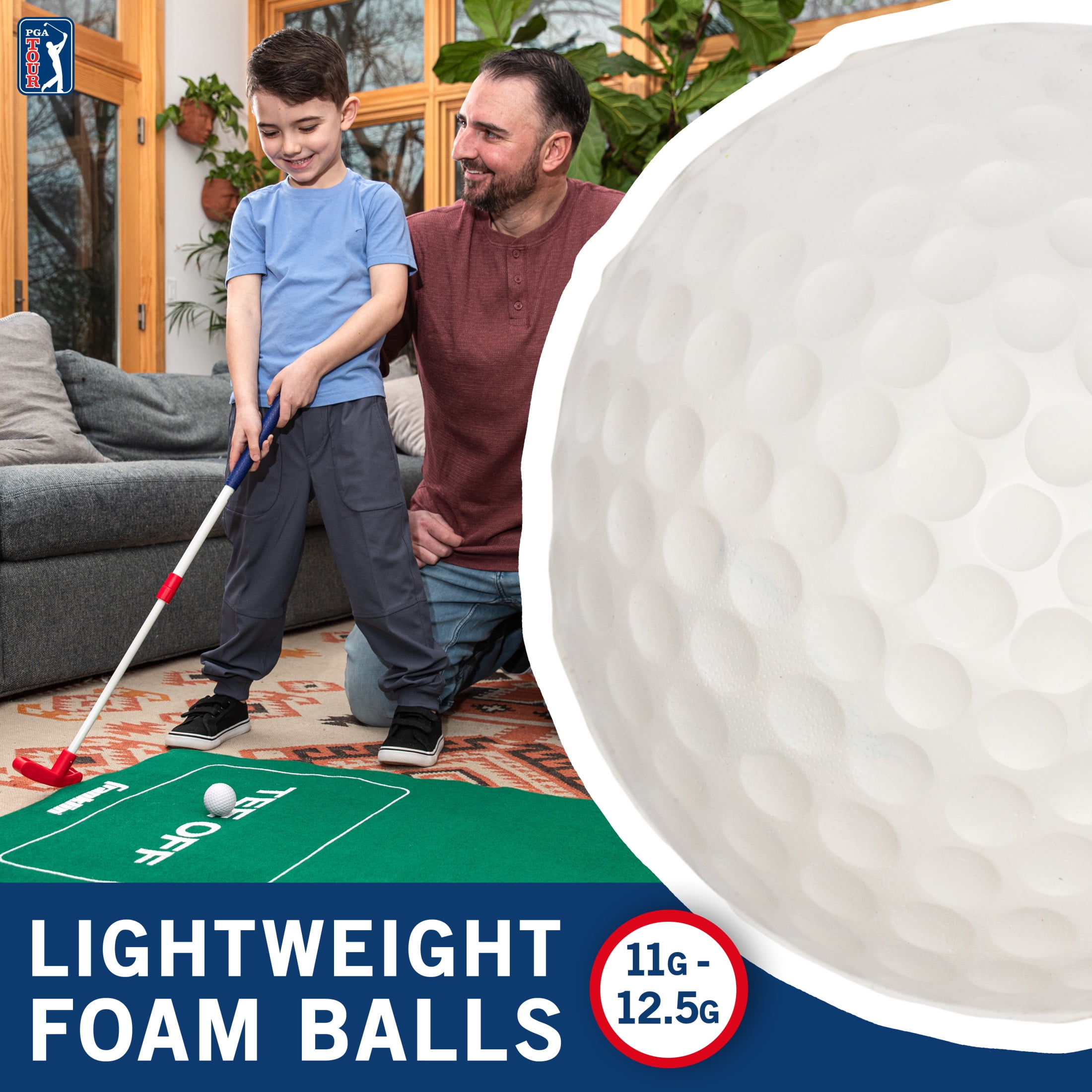 Franklin Sports Putting Green Game - PGA Whirlball Golf - Whirlball Target with Putting Matt - Height Adjustable Putter & 6 Foam Balls - Fun for Adults & Kids
