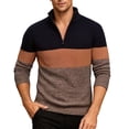 thumbnail image 6 of DHFJKG Mens Quarter Zip Knit Ribbed Sweaters Color Block Long Sleeve Stand Collar Regular Fit Bottoming Shirt Pullover Fall Winter Soft Jumper Tops, 6 of 8