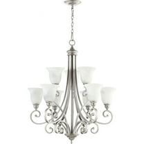 Tanners Courtyard 9 Light 2-Tier Chandelier in Bailey Street Home Home Collection Style 31 inches Wide By 36.25 inches High-Classic Nickel Finish-Faux
