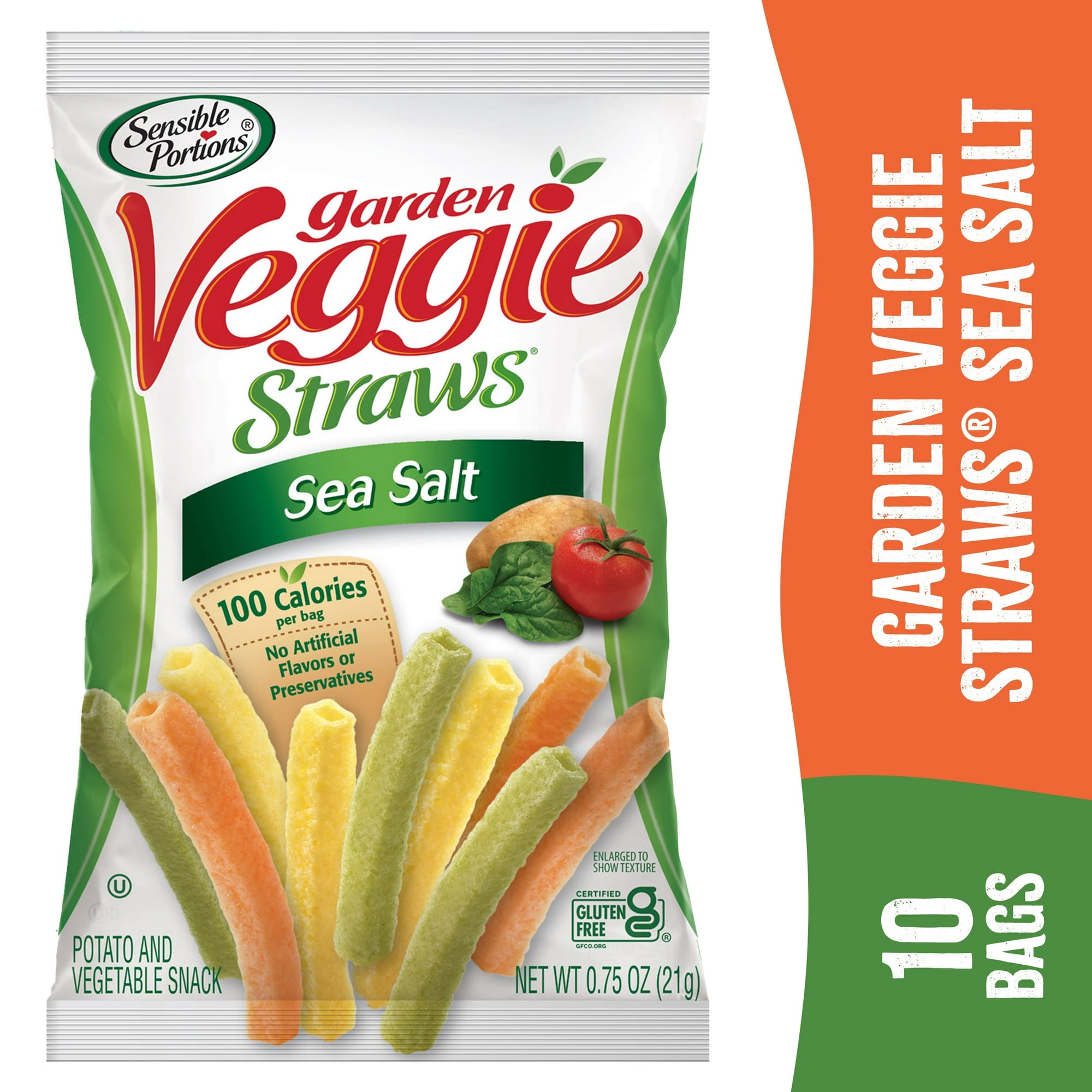 Sensible Portions Garden Veggie Straws, Sea Salt, 0.75 oz (10 Count) - pack of 2