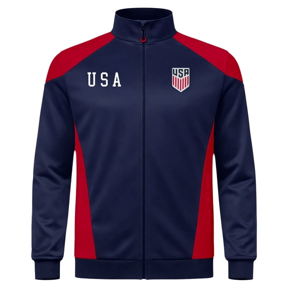 Icon Sports Licensed US Soccer Federation Soccer Zipper Jacket - Adult Size - Sport Panel - Navy Large