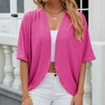 thumbnail image 2 of Nmnitkp Short Sleeve Cardigan Summer Cardigan 1/2 Sleeve Solid color cardigan Shrugs Lightweight Open Front Cropped Cardigan Tops Summer Blouses for Women 2025, 2 of 4