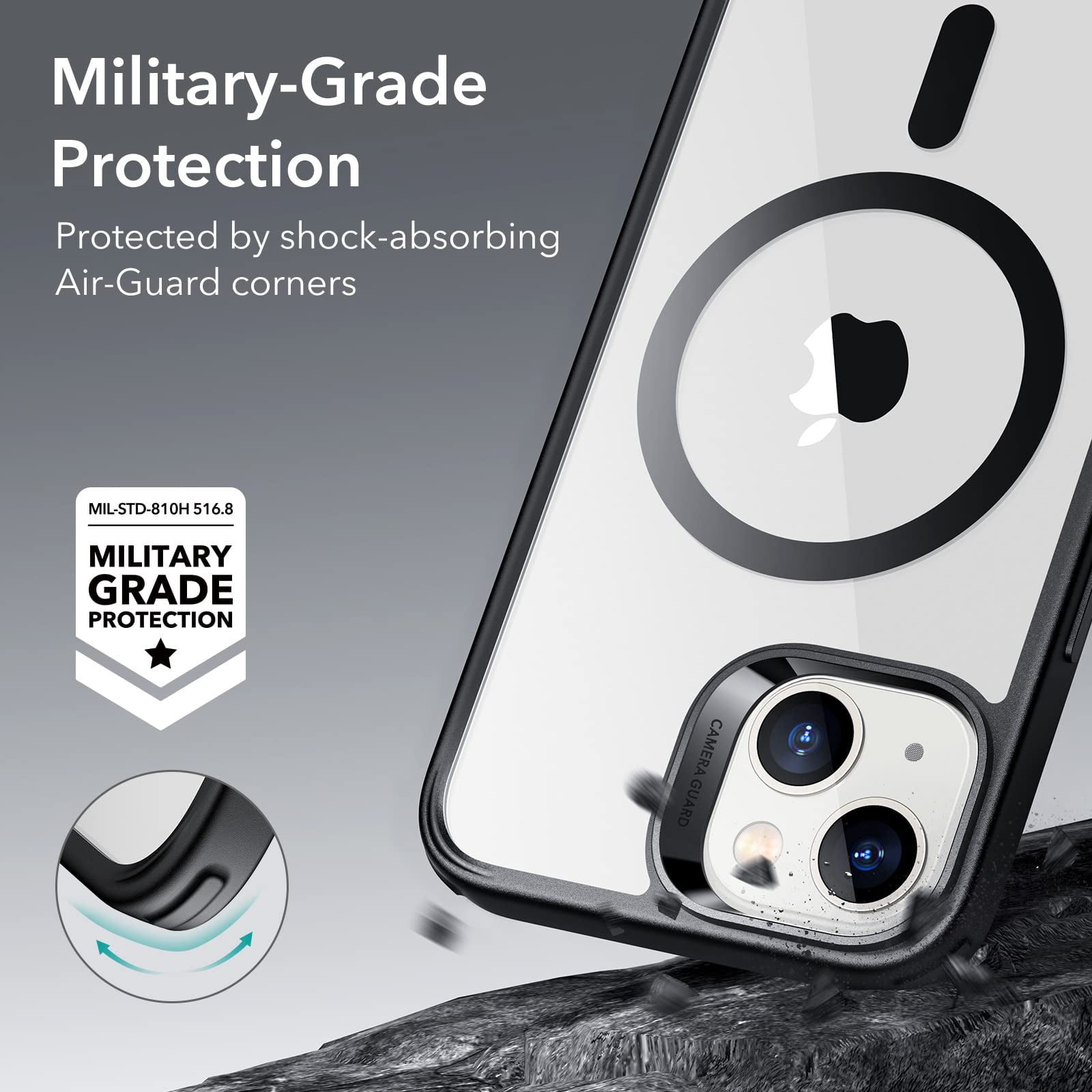 Esr For 14 Plus Case  Compatible With Magsafe Shockproof Military-grade Protection Yellowing Resistant Magnetic Phone 14 Classic Hybrid (halolock) Clear Black
