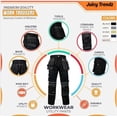 thumbnail image 6 of Men’s Heavy Duty Work Pants – Cordura Knee Utility Trousers for Construction with Multiple Pockets Black, 6 of 6