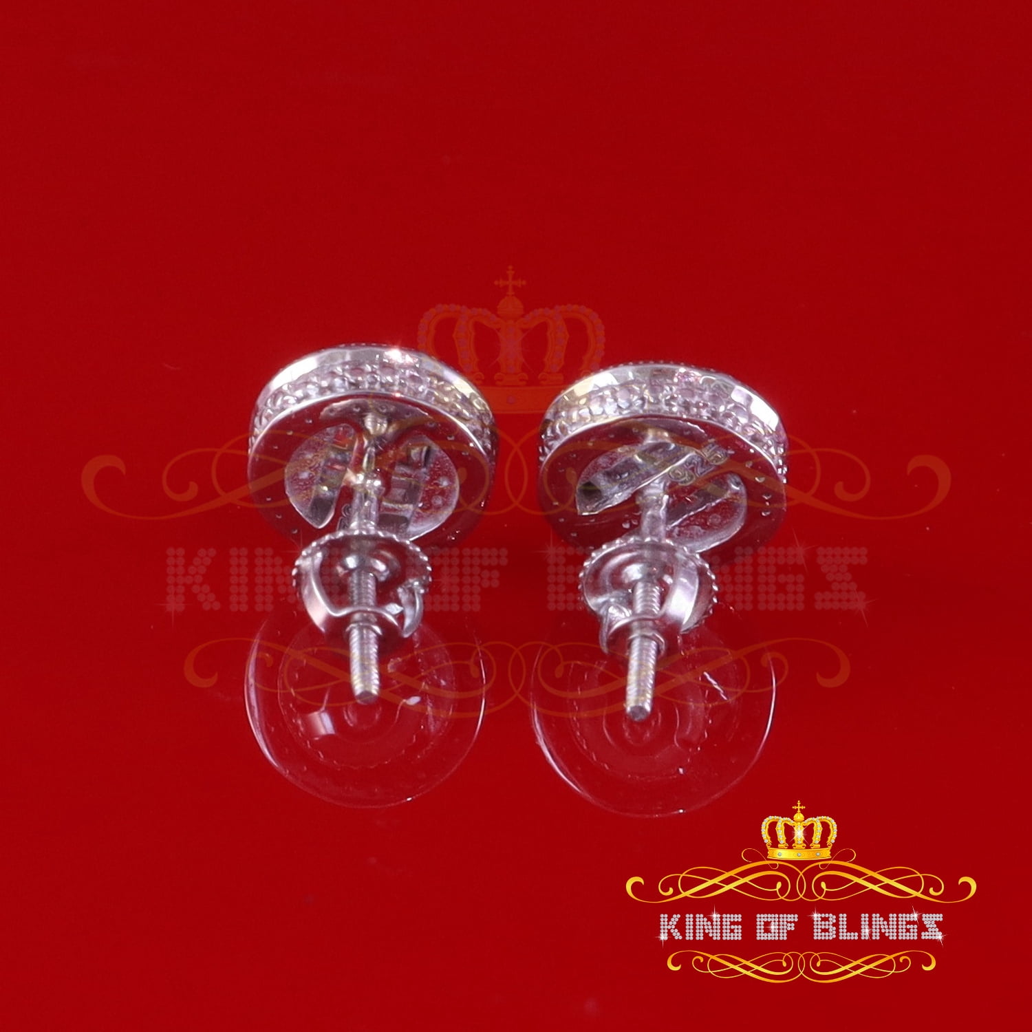 King of Bling's 0.33ct Diamond 925 Sterling White Silver For Men's & Womens Stud Round Earrings