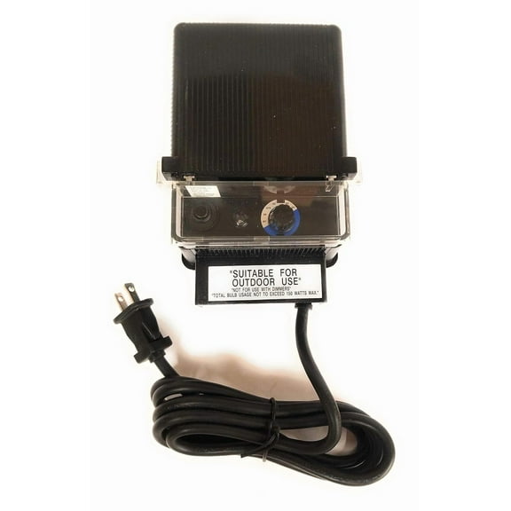 150W Watt 120V Volt AC to 12V Volt LED & Halogen - Low Voltage Landscape Lighting Indoor/Outdoor Weatherproof Transformer Electric Power Pack with Photocell Sensor - Black Case
