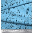 thumbnail image 2 of Soimoi Blue Velvet Fabric Blueberry Leaves Fabric Prints By Yard 60 Inch Wide, 2 of 3