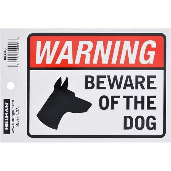 Hillman Group 843349 4 x 6 in. Adhesive Vinyl Beware of Dog Sign -  6 Piece