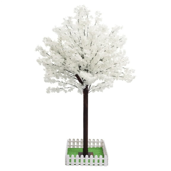 Double-Style Blossom Tree Decor - 5ft/6ft Faux Cherry Branches in White or Pink for Mall, Wedding & Christmas Themes