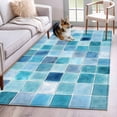 thumbnail image 5 of Area Rug 48×72in, Blue White Color Block Floor Carpet Living Room Rug, Summer Ocean Watercolor Square Non-Slip Welcome Mat Indoor Rugs for Bedroom Dining Room, 5 of 9