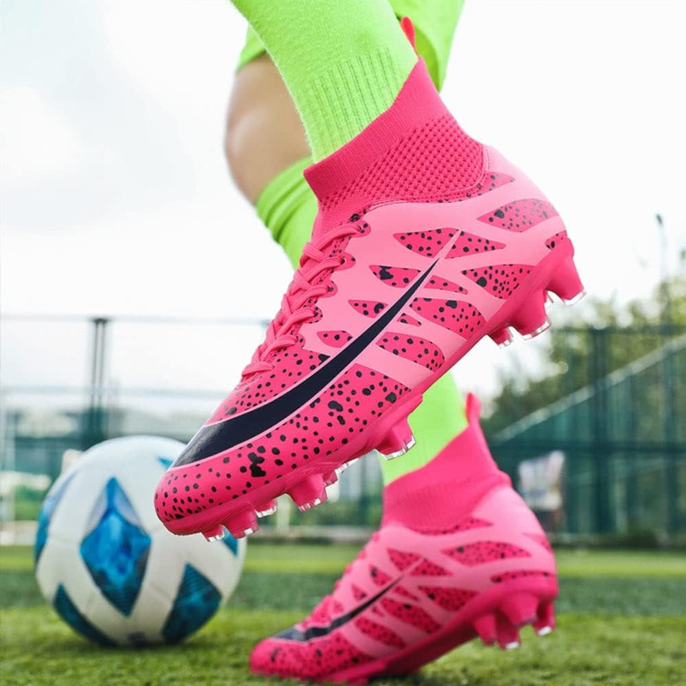 kids pink football boots