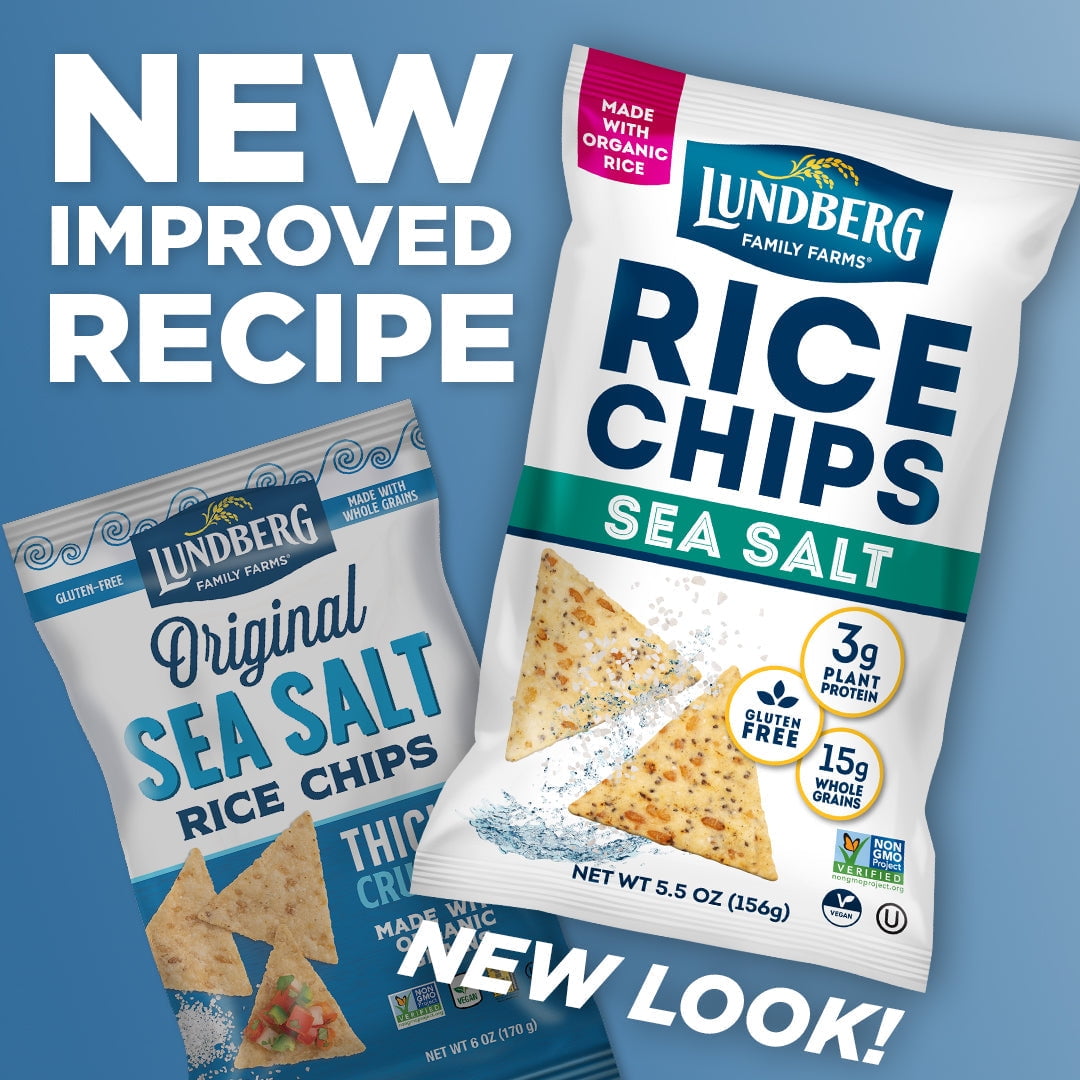 Pack of 6, Lundberg Sea Salt Rice Chips, 5.5 oz