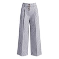 thumbnail image 4 of Women's Gingham Plaid Wide Leg Pants High Waist Casual Loose Trousers with Pockets for Daily Work Wear Trendy Street Outfit Gray, 4 of 5