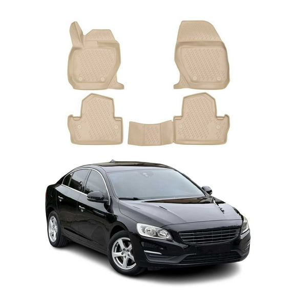 OMAC Floor Mats Liner for Volvo S60 2011-2018 Beige TPE All-Weather 4 Pcs