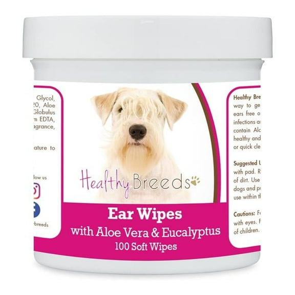 Healthy Breeds 192959824643 Sealyham Terrier Ear Cleaning Wipes with Aloe & Eucalyptus for Dogs - 100 Count
