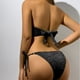 thumbnail image 5 of Bikini Sexy con diamantes de imitación para mujer, traje de baño de 3 piezas con Tanga, banda de diamante brillante, realce verde, cadena de Metal, traje de baño de lujo, 5 of 5