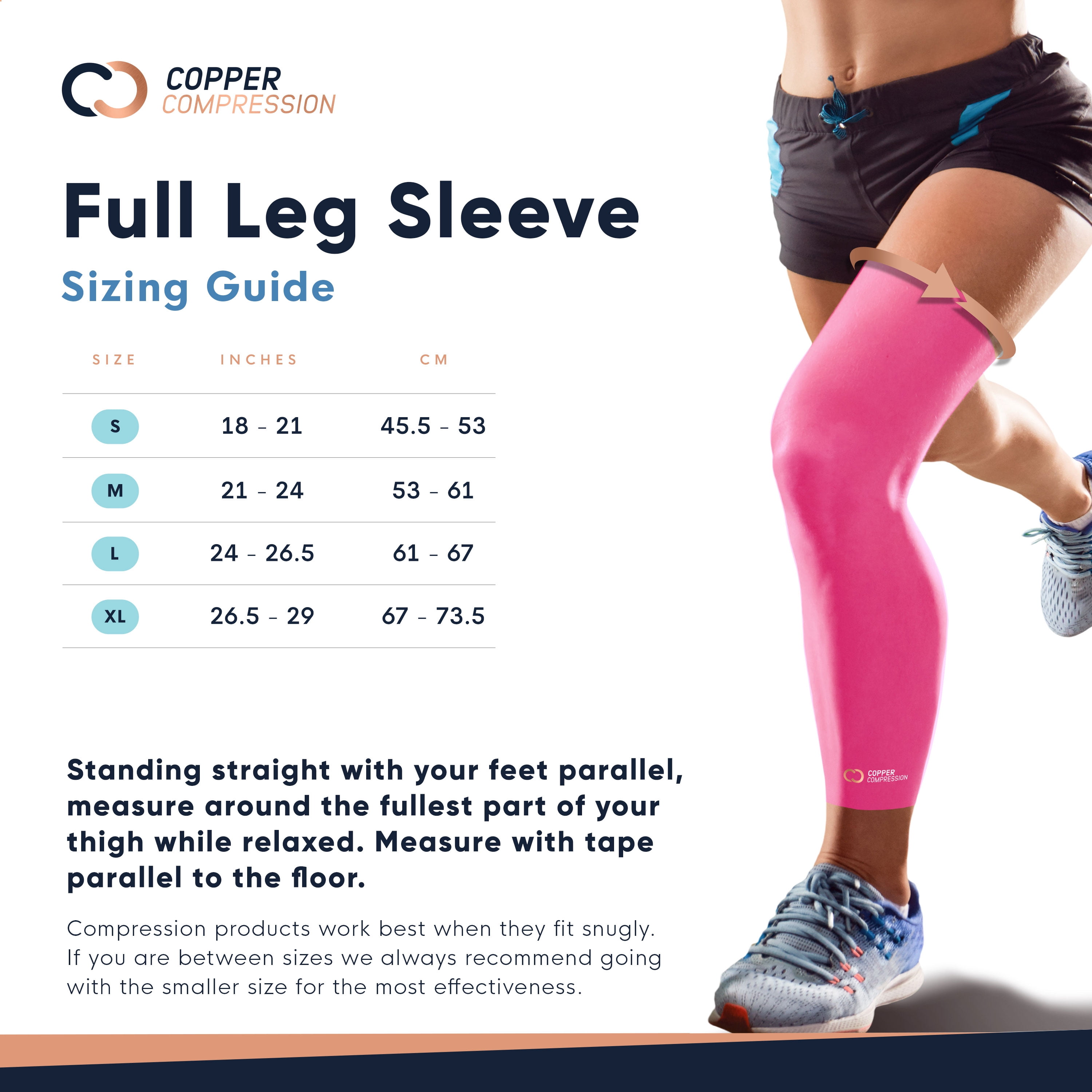 Copper Compression Leg Compression Sleeve - Copper Infused Knee Stabilizer Brace for Running, Meniscus Tear, ACL, MCL, Arthritis, Joint Pain Relief - Thigh & Calf Support for Men & Women - Pink - L