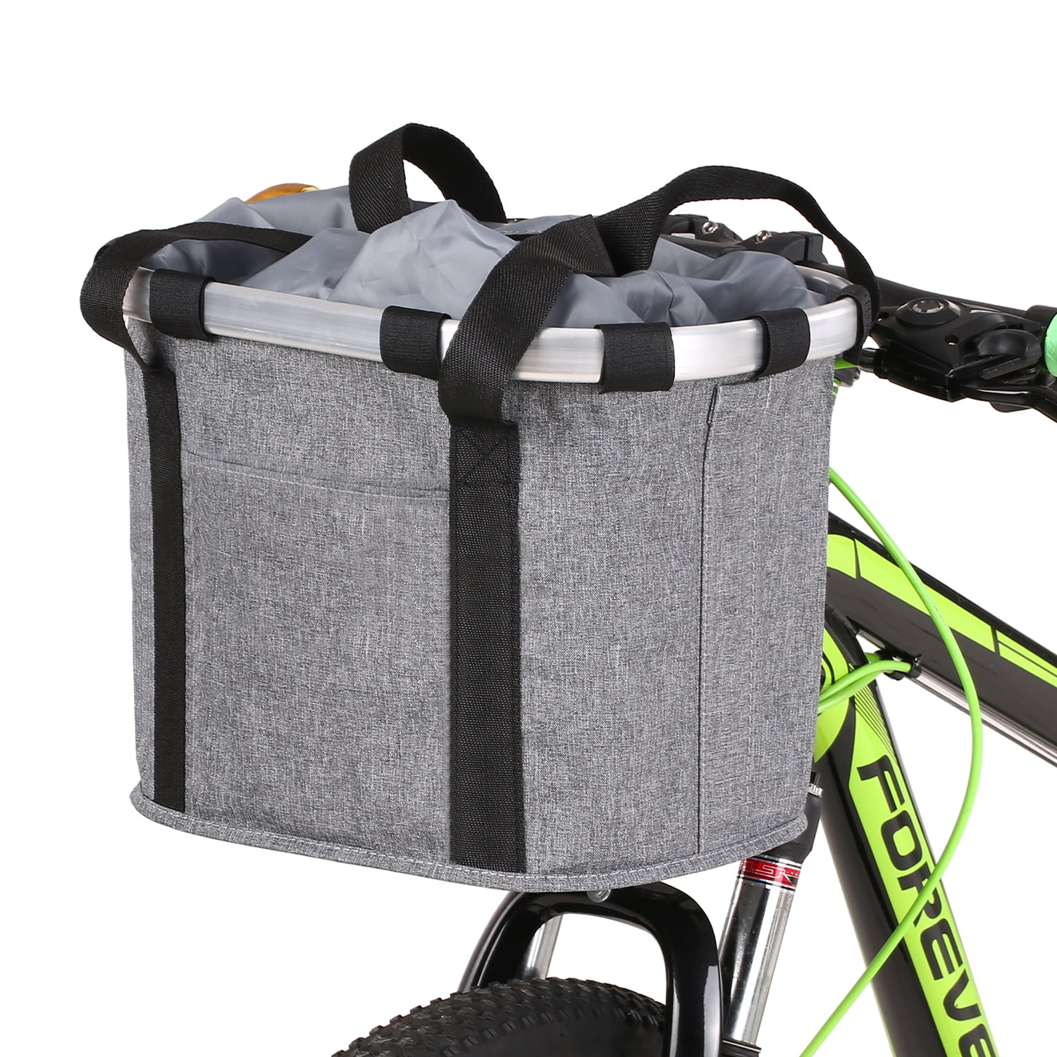 Portable Collapsible Dog Cat Bicycle Front Basket Bike Handlebar Carrier Cage for up to 22lbs Pet Folding Detachable Cycling Bag Black