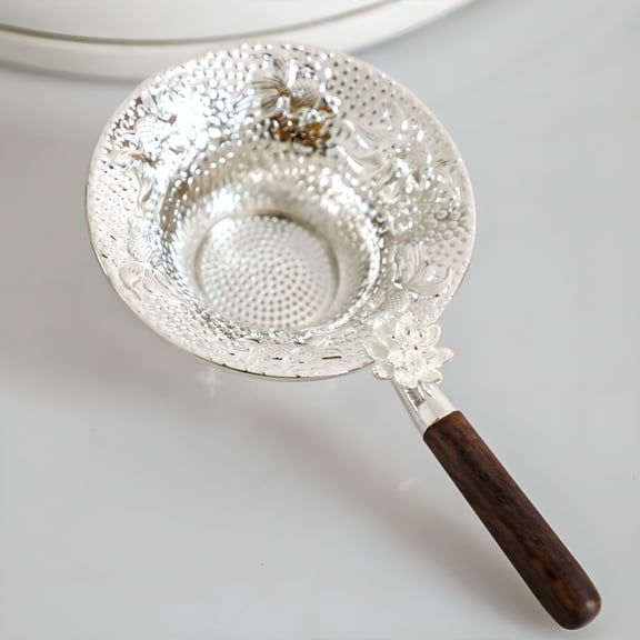 ACDANC Silver Loose Leaf Tea Strainer with Handle Fine Mesh Filter for Tea Pots