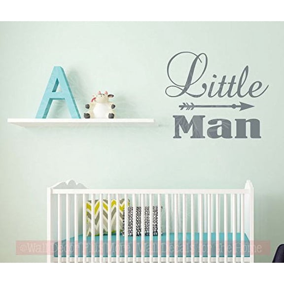 Little Man Vinyl Decals Nursery Décor Boys Room Stickers, Storm Gray, 23x19-Inch