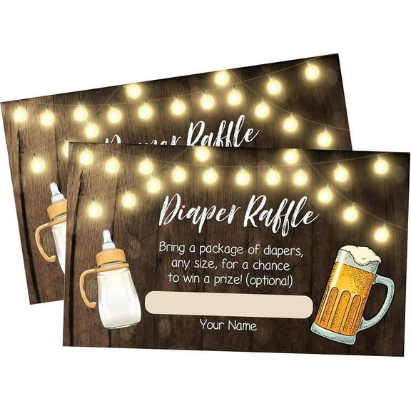 Baby Brewing Beer Bottle Baby Shower Diaper Raffle Card - Neutral Diaper Raffle Ticket - 50 Count - 3.5" x 2"