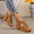 thumbnail image 6 of Samdudou Women Thick Sole Sandals Open Toe Wedge Heel Sandals Summer Casual Dressy Slingback Chunky Block Heel Slide Shoes Outdoor Walking Vacation Beach Daily Wear, 6 of 9