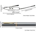 thumbnail image 5 of Mini Slim Pen Reading Glasses with Portable Clip Case Small Pocket Readers Men Women, 5 of 7