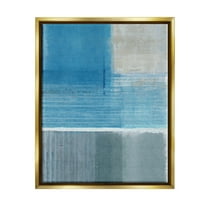 Stupell Industries Grey & Blue Painting Abstract Painting Gold Floater Framed Canvas Art Print Wall Art, 17 x 21