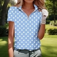 thumbnail image 4 of Lmnyox Womens Short Sleeve Golf Shirt Fashion Print Half Zip Collared Shirts Trendy Loose Summer Blouses Outfits, 4 of 5