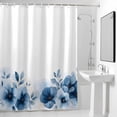 thumbnail image 4 of Blue Flowers Plant Fabric Shower Curtain Watercolors Floral Washable Shower Curtains for Bathroom, Waterproof Bath Curtain with Hooks Home Decor 72x72in, 4 of 8