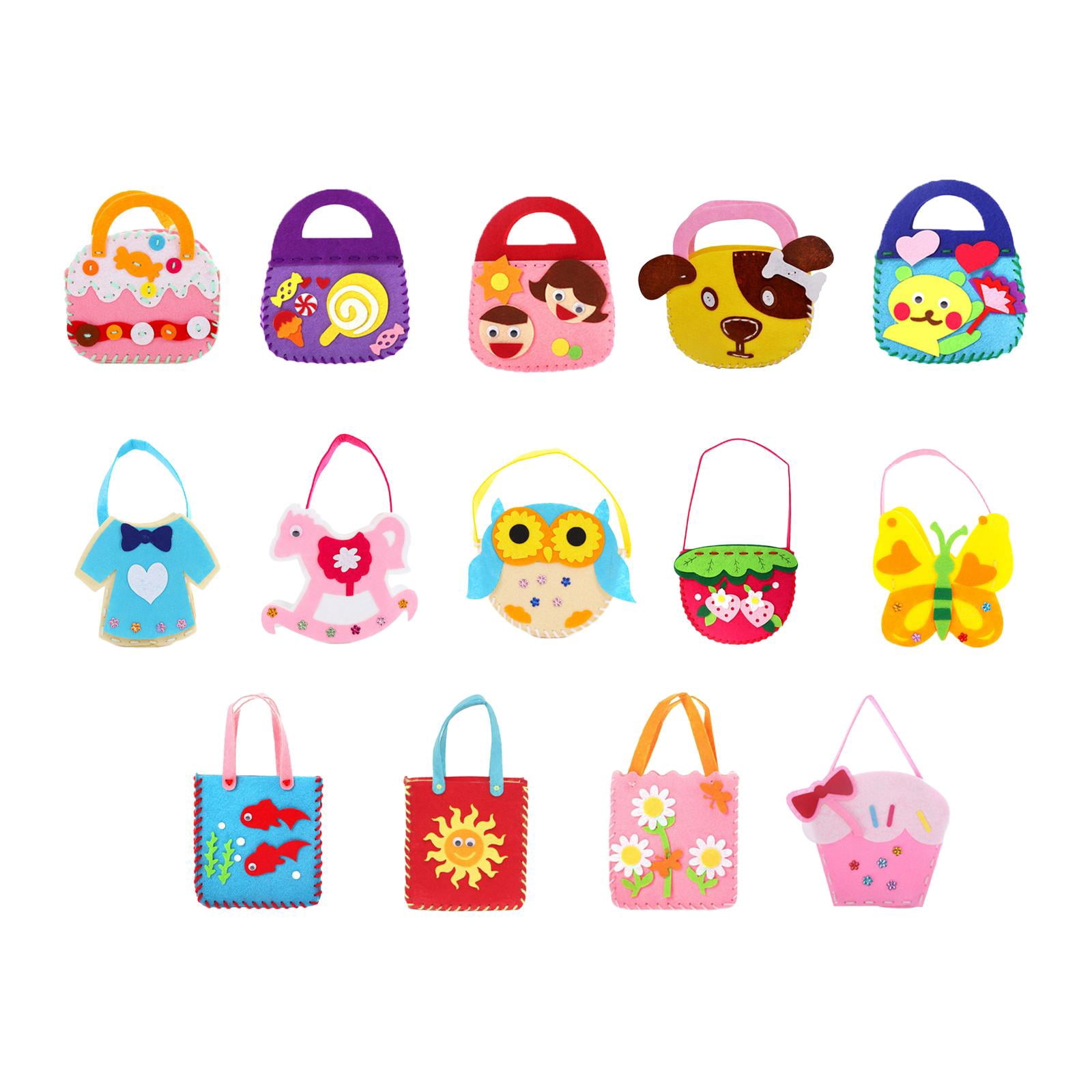 FVDPWYE 14 Pieces Handbags Kids Sewing Kit Cartoon Complete Set Toddlers Arts and Crafts