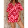 thumbnail image 3 of Caoirhny Women Shorts Set, Printed Short Sleeve Shirt with Elastic Waist Shorts Summer Outfit, 3 of 9