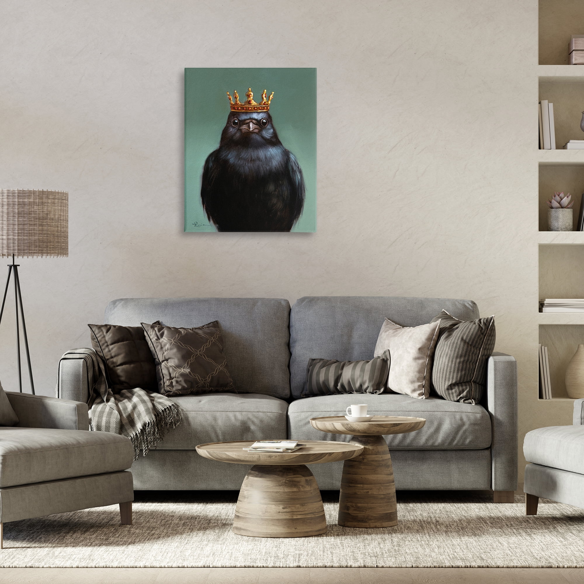 King Crow Portrait Canvas Wall Art, design by Lucia Heffernan
